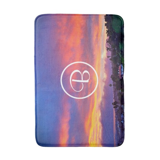 Roze geel blauw zonsondergang foto aangepaste mono badmat (Voorkant Verticaal)