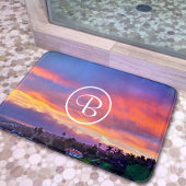 Roze geel blauw zonsondergang foto aangepaste mono badmat