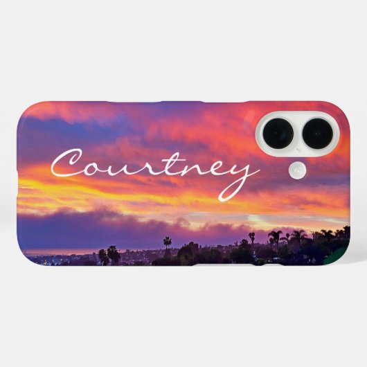 Roze geel blauw zonsondergang wolken aangepaste na Case-Mate iPhone case (Achterkant (horizontaal))