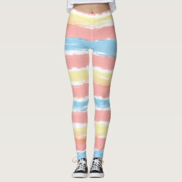 roze geel blauwe strepen leggings