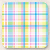 Roze geel blauwe tartanpatroon accessoires trendy drankjes onderzetter (Voorkant)