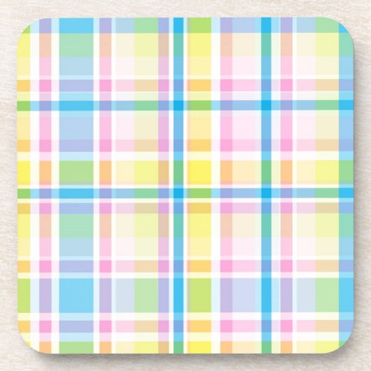 Roze geel blauwe tartanpatroon accessoires trendy drankjes onderzetter (Voorkant)