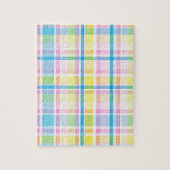 Roze geel blauwe tartanpatroon accessoires trendy legpuzzel (Verticaal)