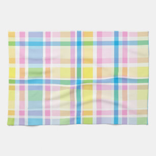 Roze geel blauwe tartanpatroon accessoires trendy theedoek