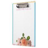 Roze Geel Blauwe Waterverf Rozen Sjabloon Klembord (Links)