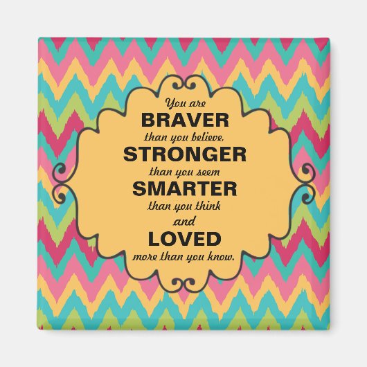 Roze geel Blauwgroen Groen Chevron Aanmoediging Magneet (Voorkant)