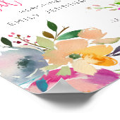 Roze Geel Bloem Bord Bruids Bruiloft Verwelkoming Poster (Hoek)
