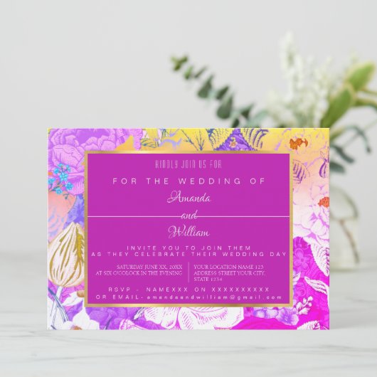 ROZE & GEEL  BLOEM KAART (Staand voorkant)