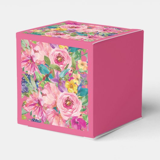 Roze Geel Bloemen 90ste Verjaardag Bedankdoosjes (Achterkant)