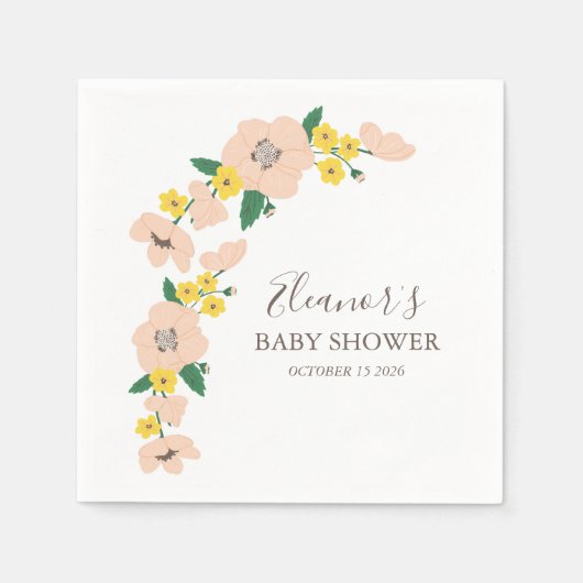 Roze Geel Bloemen Baby shower Custom Servet (Voorkant)