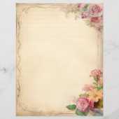 Roze Geel Bloemen Junk Journal Antiek Stationery (Voorkant)