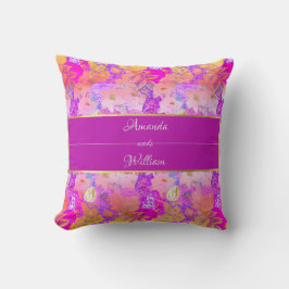 Roze & Geel  Bloemen Kussen