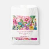 Roze Geel Bloemen Vrouwen Verjaardagsfeest Bedankzakje (Voorkant)