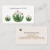 Roze Geel Bloemen Waterverf Custom Visitekaartje (Voorkant / Achterkant)