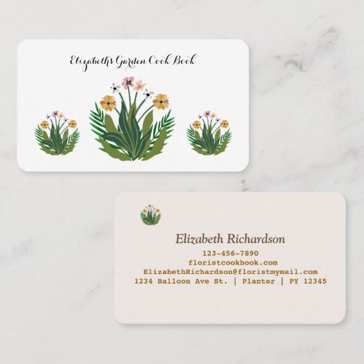 Roze Geel Bloemen Waterverf Custom Visitekaartje (Voorkant / Achterkant)