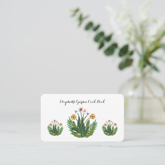 Roze Geel Bloemen Waterverf Custom Visitekaartje (Staand voorkant)