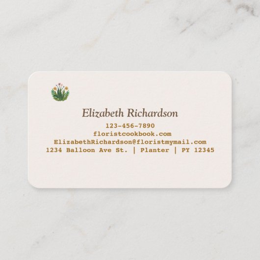 Roze Geel Bloemen Waterverf Custom Visitekaartje (Achterkant)