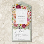 Roze Geel Bloemen Wijze Trouwdiner All In One Uitnodiging