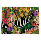 Roze Geel Bloemen Zebra Indische Print Patroon Groot Cadeauzakje (Voorkant)