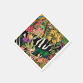 Roze Geel Bloemen Zebra Indische Print Patroon Servet (Hoek)