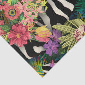 Roze Geel Bloemen Zebra Indische Print Patroon Tissuepapier (Detail)
