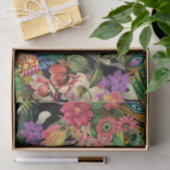 Roze Geel Bloemen Zebra Indische Print Patroon Tissuepapier (Geschenk)