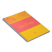 Roze & Geel Bloemen Zebra Linocut Naam & Jaar Notitieboek (Rechterzijde)