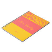 Roze & Geel Bloemen Zebra Linocut Naam & Jaar Notitieboek (Linkerzijde)