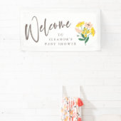  roze geel bloemig Baby shower welkom Spandoek (Insitu)