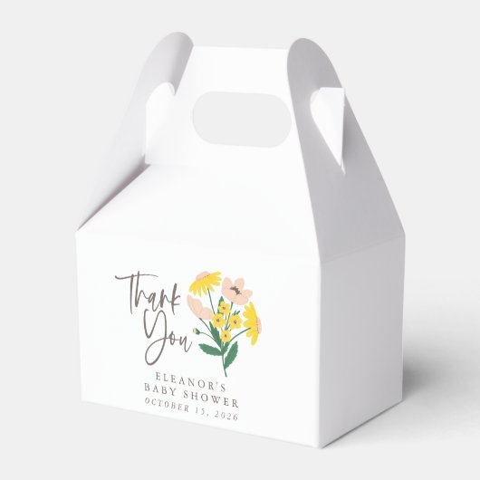 roze geel bloemige aangepaste Baby dank u Bedankdoosjes (Voorkant Zijde)