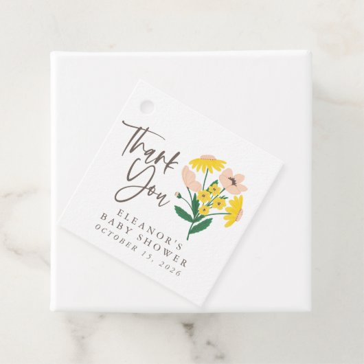  roze geel bloemige aangepaste Baby dank u Bedankjes Labels (In situ)