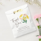  roze geel bloemige aangepaste Baby dank u Bedankzakje (Gezegeld)