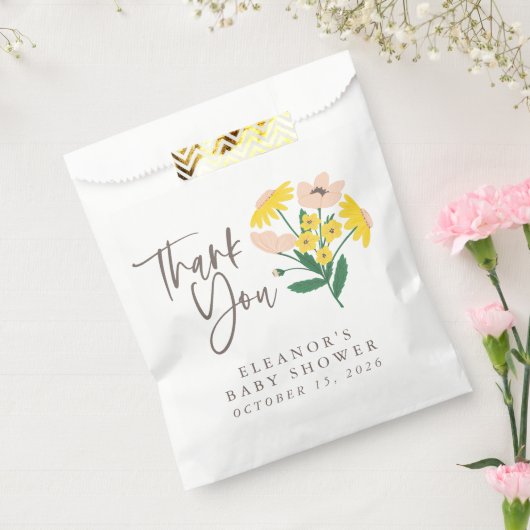  roze geel bloemige aangepaste Baby dank u Bedankzakje (Gezegeld)