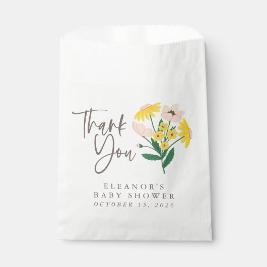  roze geel bloemige aangepaste Baby dank u Bedankzakje (Voorkant)