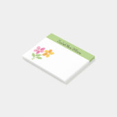 Roze Geel Bloemige Persoonlijke Post-it® Notes (Schuin)
