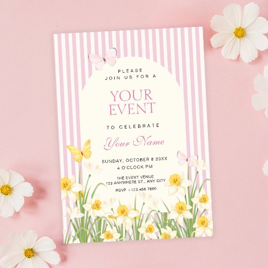Roze geel bloemmotief kaart