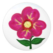 Roze Geel Bloemmotief Keramische Knop (Voorkant)