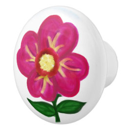 Roze Geel Bloemmotief Keramische Knop