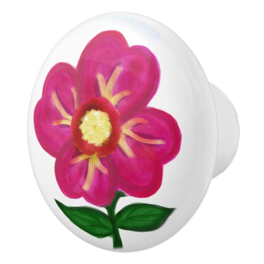 Roze Geel Bloemmotief Keramische Knop (Rechts)