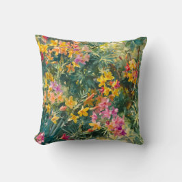 Roze Geel Bloemmotief Kussen