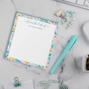 Roze Geel Bloemmotief Rand Van mijn bureau Notitieblok