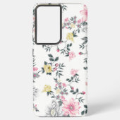 Roze geel bloemmotief samsung galaxy hoesje (Achterkant)