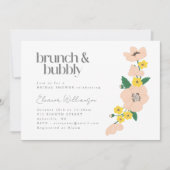 Roze Geel Bloemstuk Bruiloft Brunch Borrel Bruilof Kaart (Voorkant)