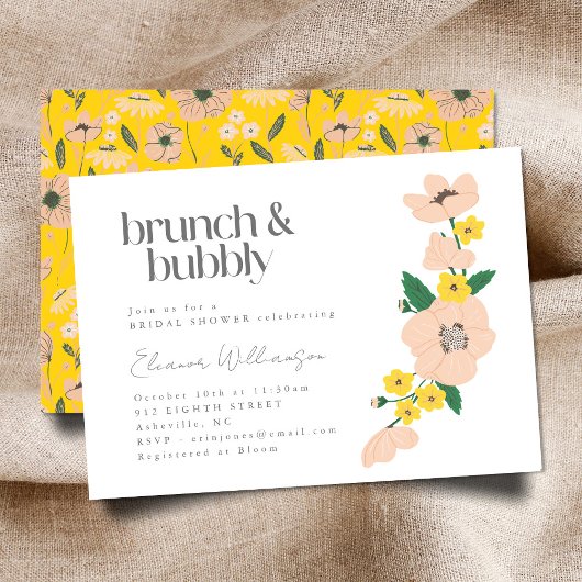 Roze Geel Bloemstuk Bruiloft Brunch Borrel Bruilof Kaart