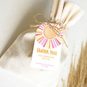 Roze geel Boho zonneschijn zon verjaardagsfeest Cadeaulabel