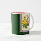 Roze Geel Botanische Rozen Koffie Mok (Voorkant rechts)