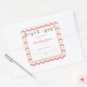 Roze Geel Bunting Baby shower boekenplaten Vierkante Sticker (Envelop)