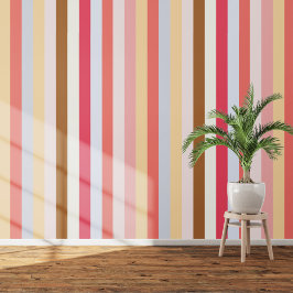 Roze Geel Circus zonnescherm streep Behang