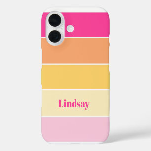 roze geel Custom Summer Color Block Stripes iPhone 16 Hoesje