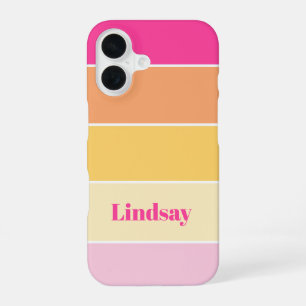 roze geel Custom Summer Color Block Stripes iPhone 16 Hoesje